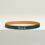 H Equestre belt buckle & Reversible leather strap 24 mm - Image 2